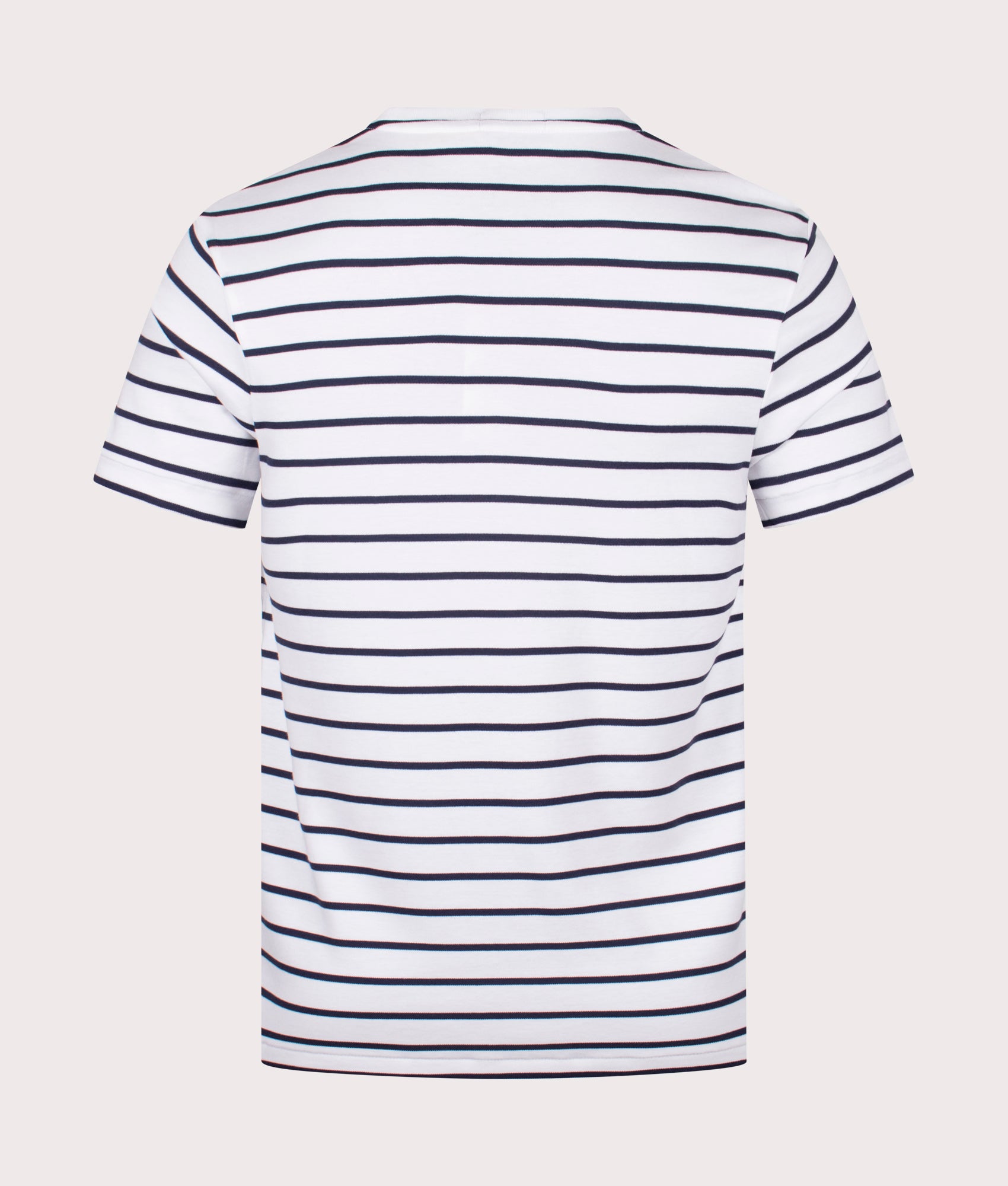Polo Ralph Lauren Custom Slim Fit T-Shirt in White and Refined Navy at EQVVS Menswear. Back shot.