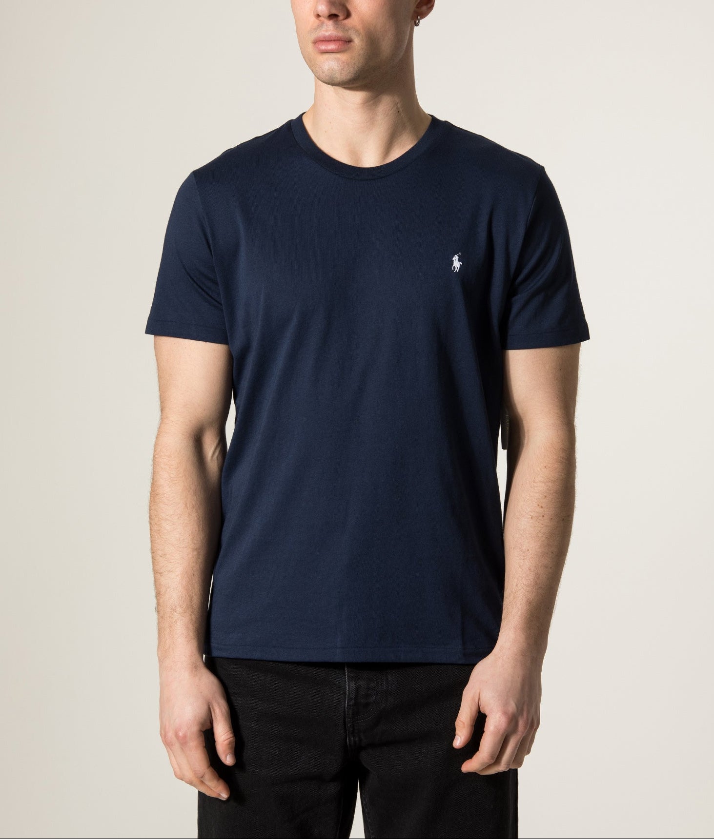 Polo Ralph Lauren Cotton Jersey Sleep Shirt in Cruise Navy at EQVVS Menswear. Model shot