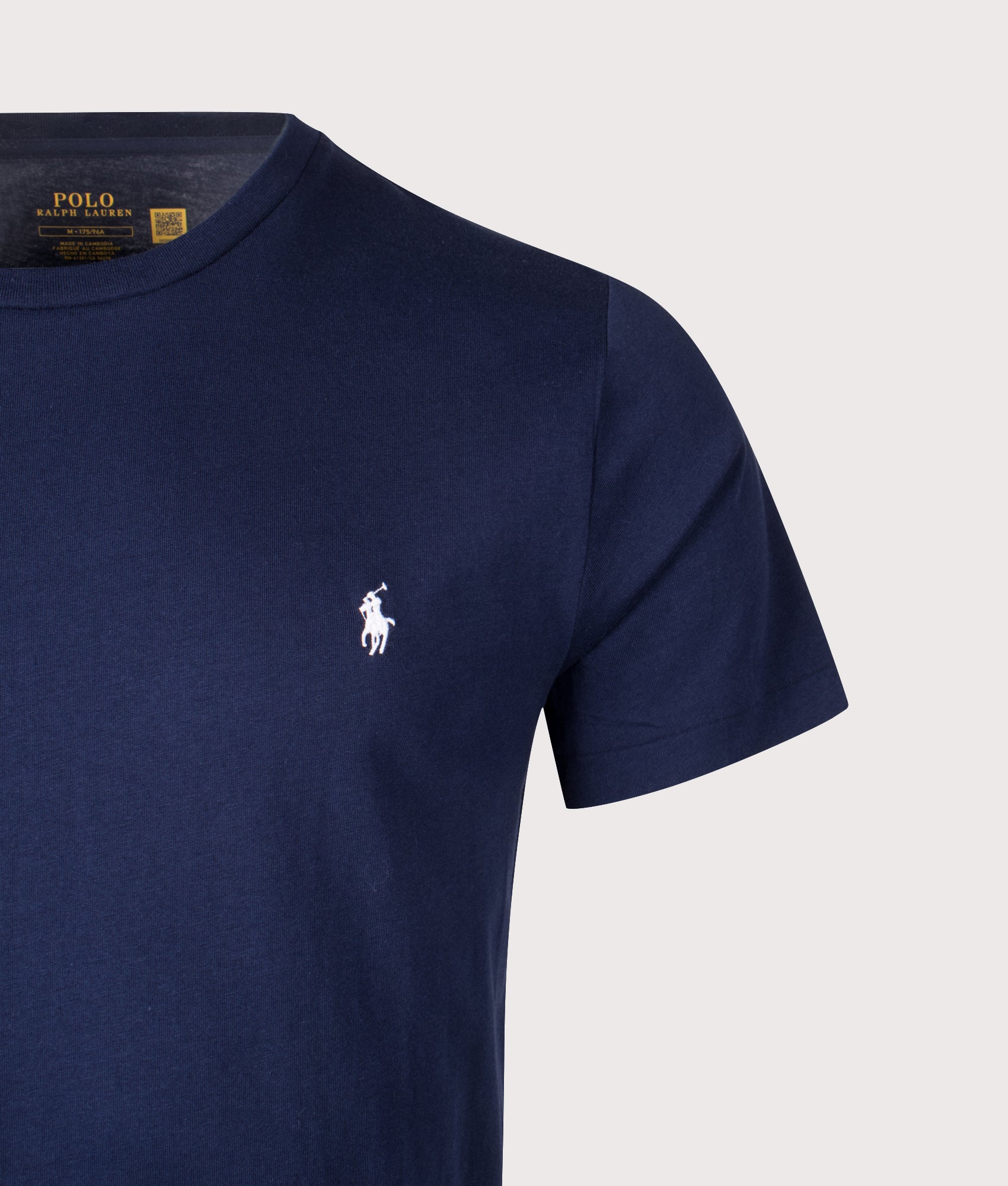Polo Ralph Lauren Cotton Jersey Sleep Shirt in Cruise Navy at EQVVS Menswear. Detail shot.