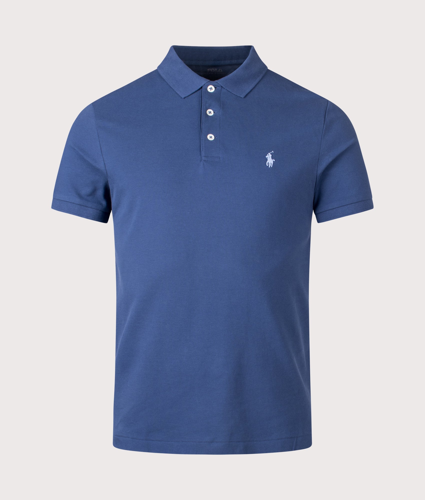 Custom Slim Fit Stretch Mesh Polo Shirt in Night Navy | 100% Cotton | Polo Ralph Lauren | EQVVS | Front shot 