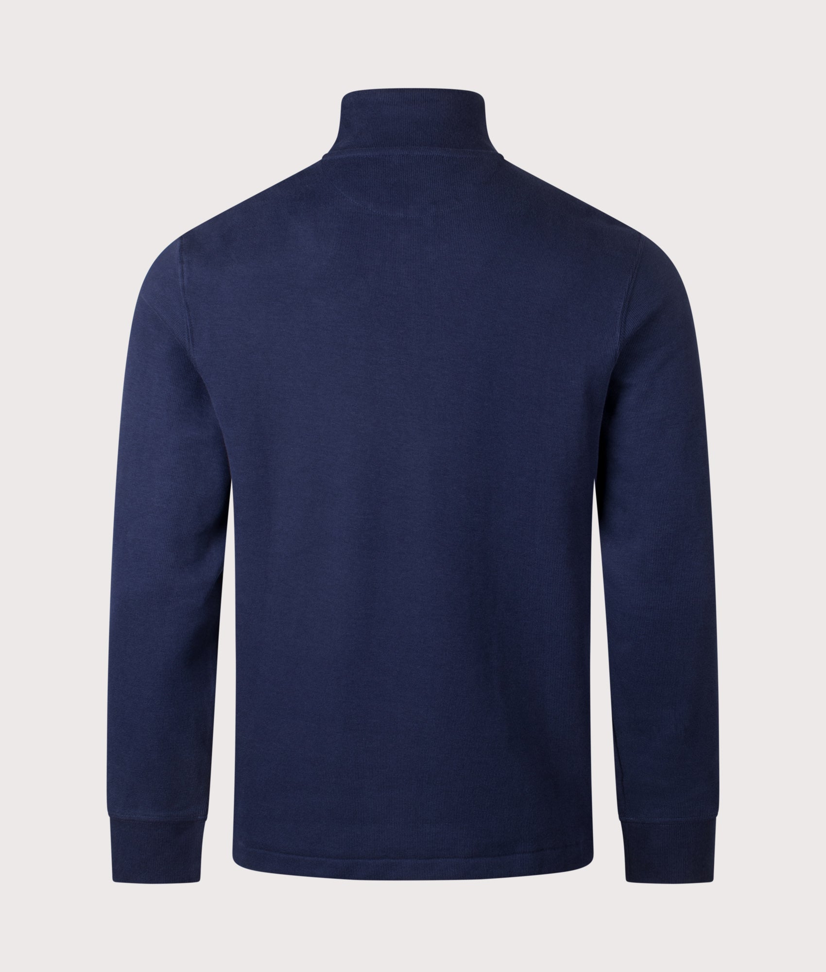 Quarter Zip Estate Rib Knit in Cruise Navy | 100% Cotton | Polo Ralph Lauren | EQVVS | Back shot 