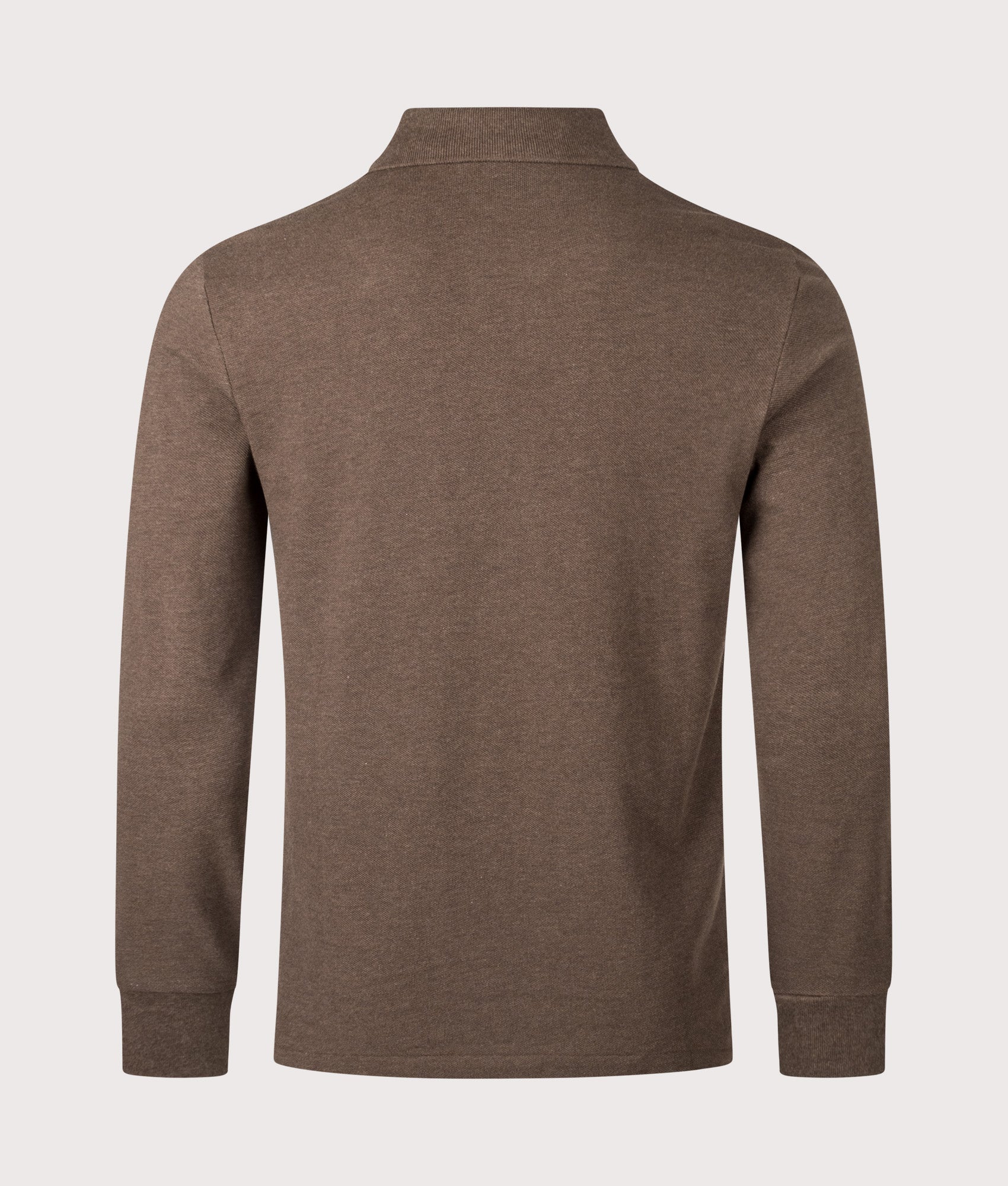 Custom Slim Fit Long Sleeve Polo Shirt in Nutmeg Brown Heather | 100% Cotton | Polo Ralph Lauren | EQVVS | Back shot 