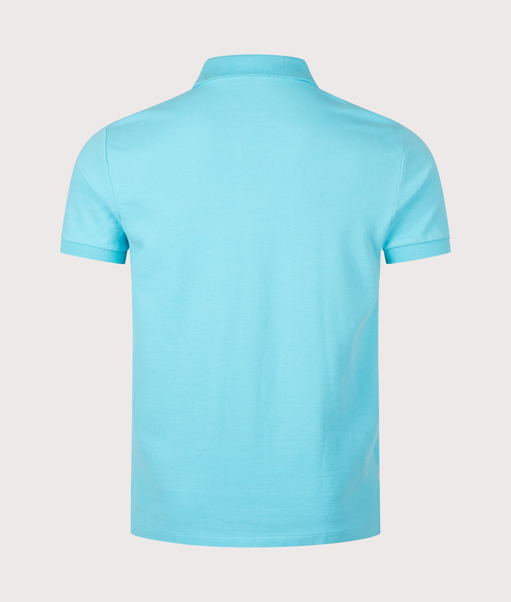 Polo Ralph Lauren Custom Slim Fit Mesh Polo Shirt in Perfect Turquoise at EQVVS Menswear. Back shot.