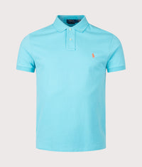 Custom Slim Fit Mesh Polo Shirt: 514 Perfect Turquoise 