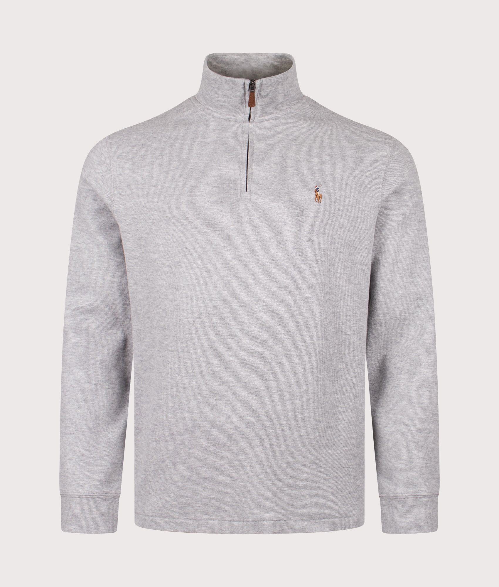 Quarter Zip Estate Rib Knit in Andover Heather | 100% Cotton | Polo Ralph Lauren | EQVVS | Front shot 