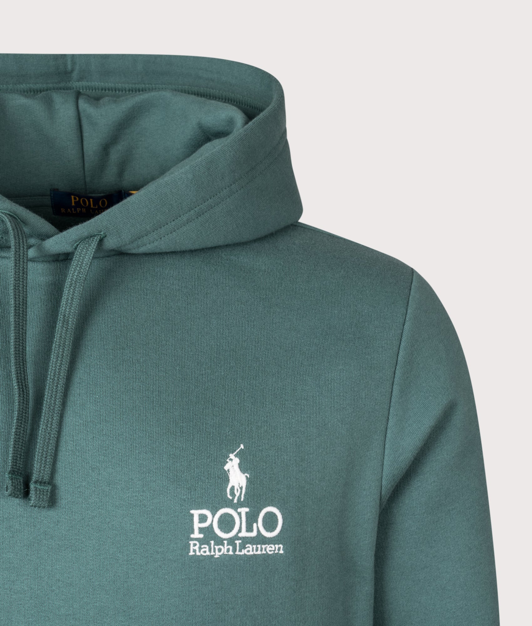 Logo Fleece Lined Hoodie in Charter Green | Polo Ralph Lauren | EQVVS | Front detail shot 