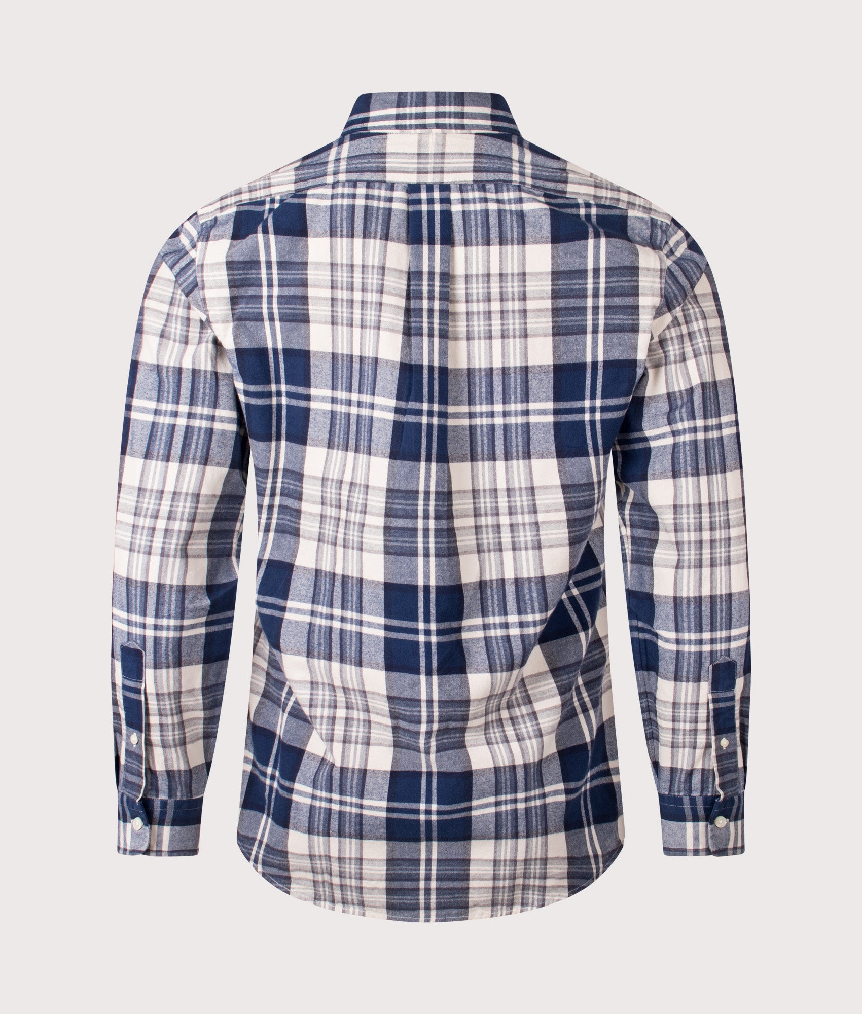 Custom Fit Brushed Oxford Shirt in Off White Navy Multi | 100% Cotton | Polo Ralph Lauren | EQVVS | Back shot 