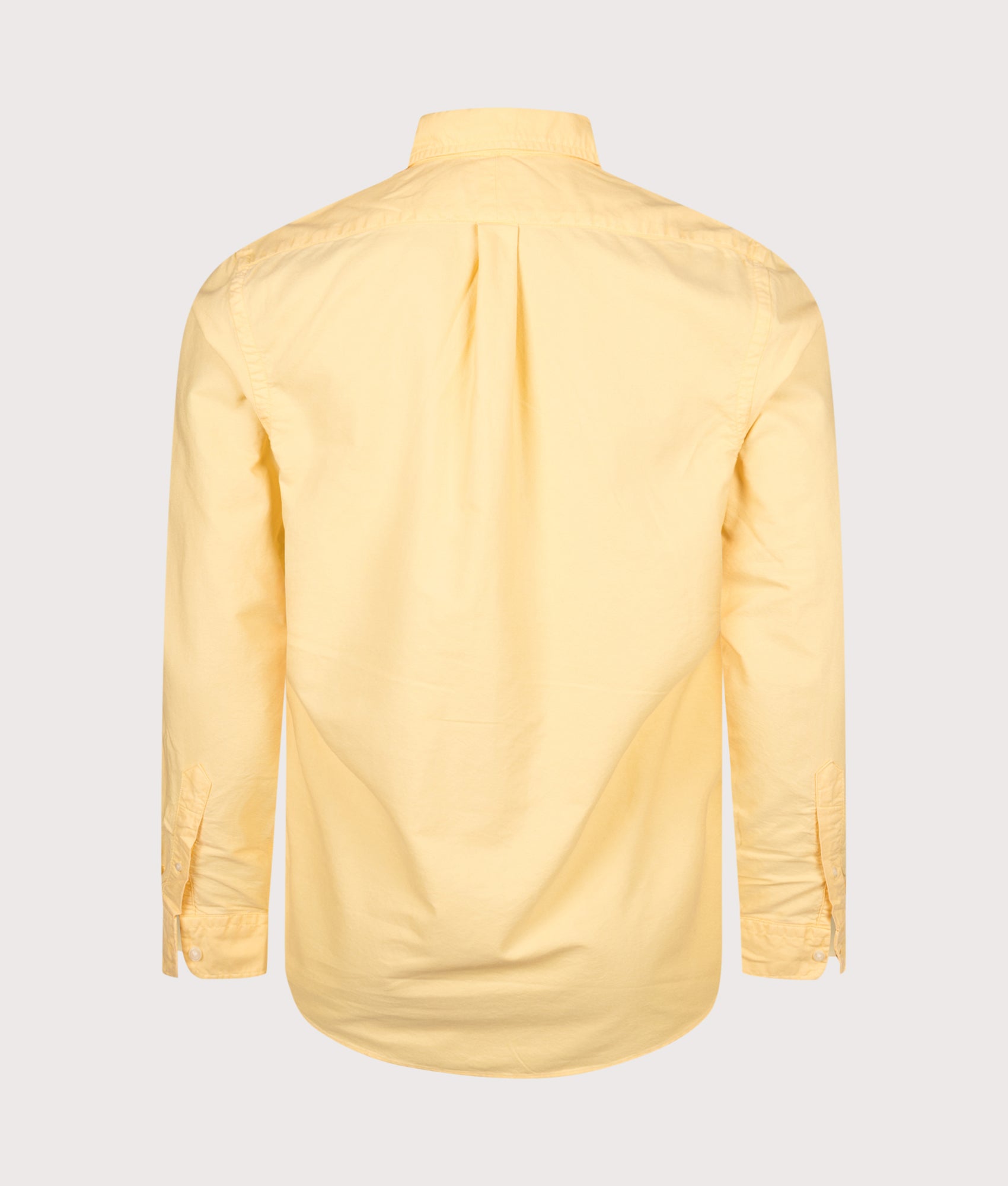Polo Ralph Lauren Custom Fit Garment-Dyed Oxford Shirt in Corn Yellow at EQVVS Menswear. Back shot.