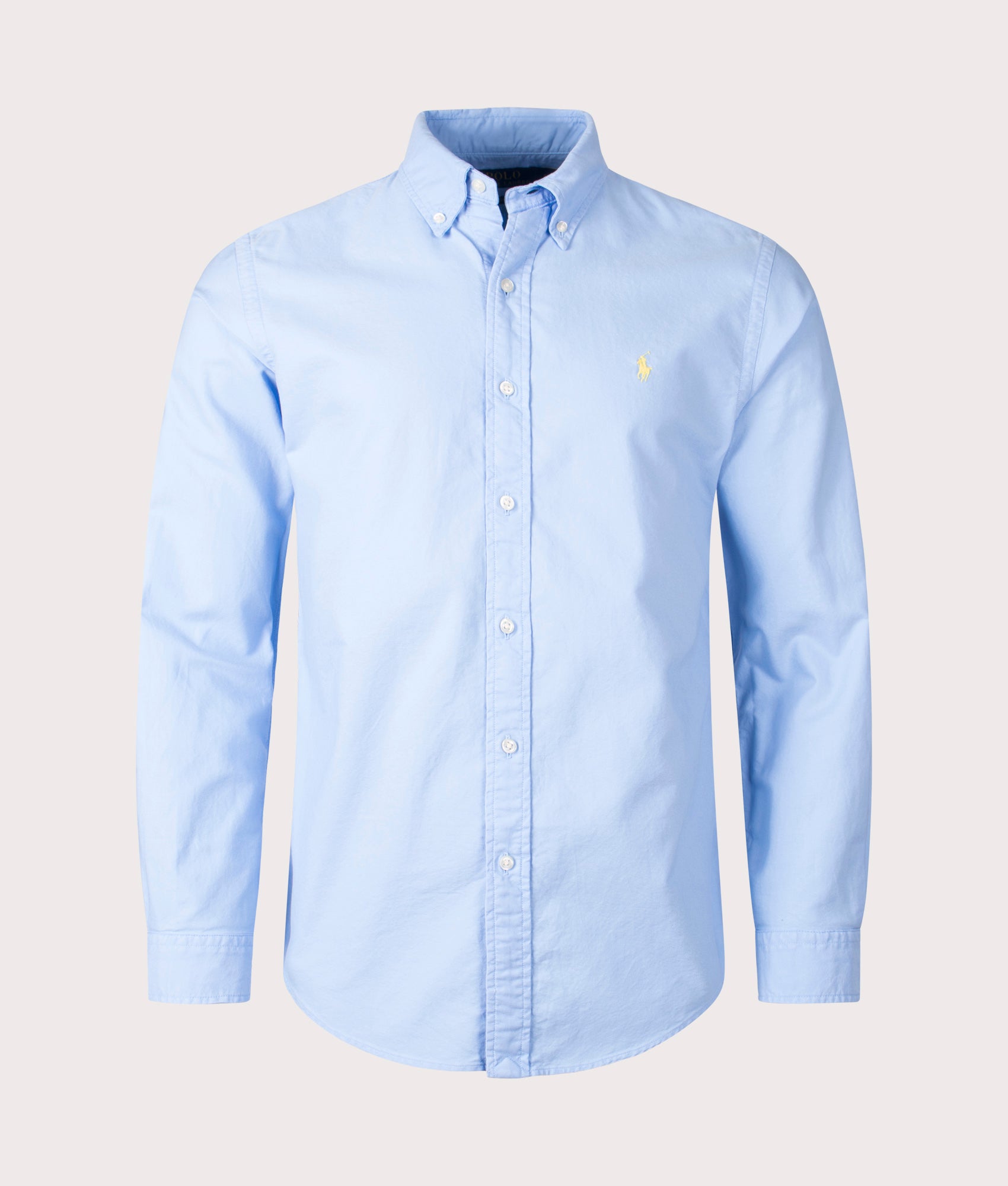 Custom Fit Garment-Dyed Oxford Shirt in Austin Blue | 100% Cotton | Polo Ralph Lauren | EQVVS Front shot 