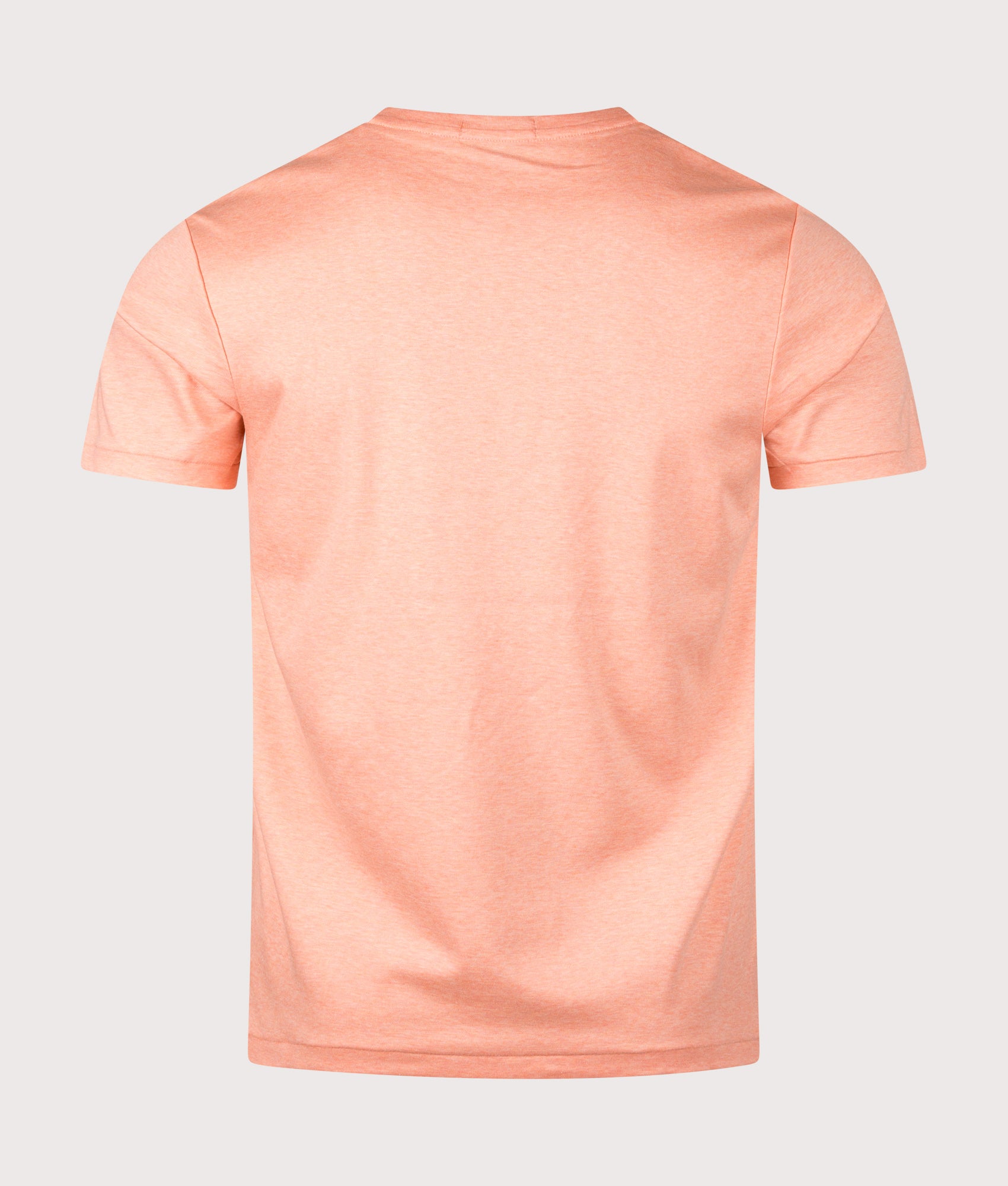 Custom Slim Fit Pima T-Shirt in Soft Orange Heather by Polo Ralph Lauren. Shot by EQVVS. Back Shot.