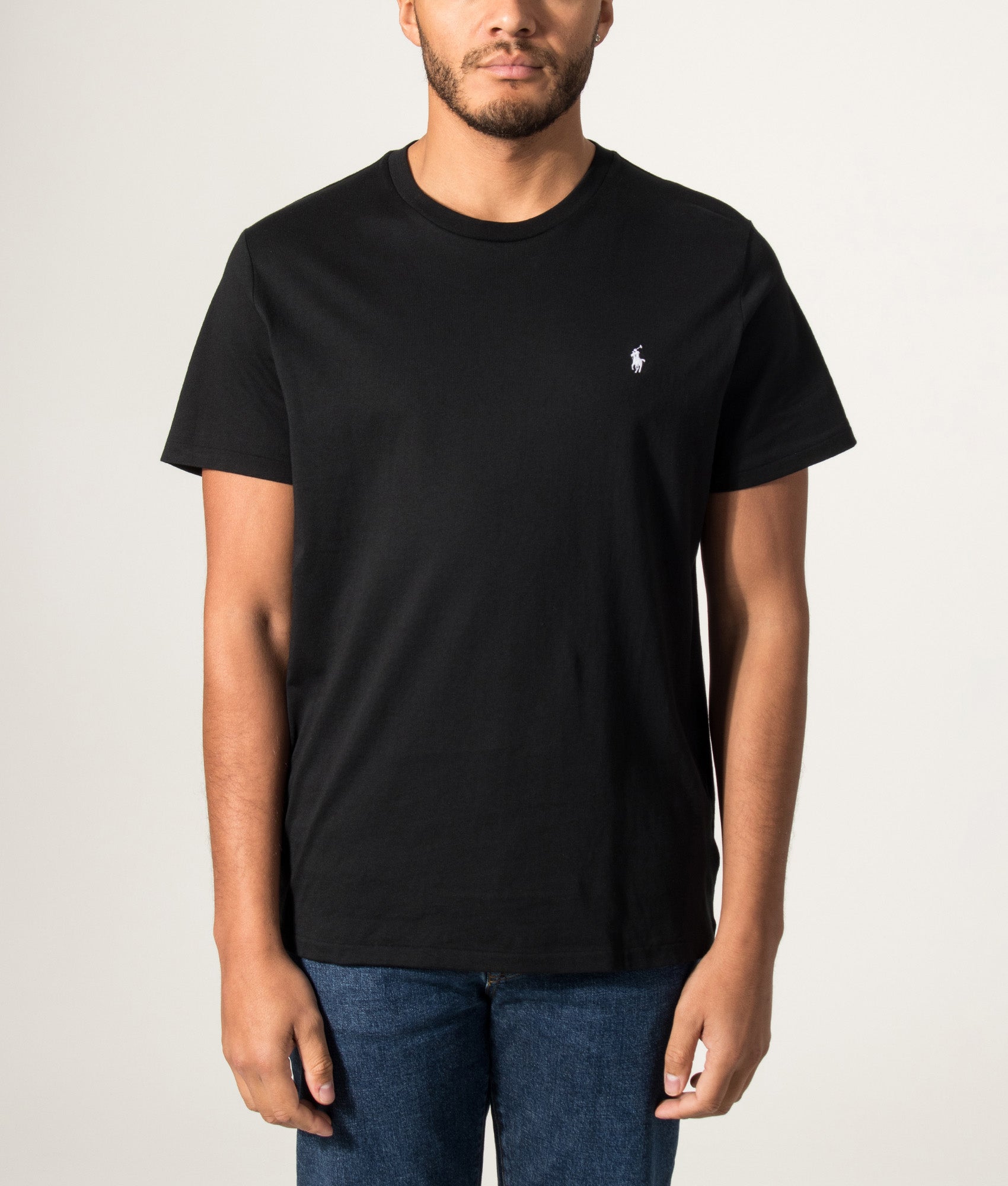 Polo Ralph Lauren Lightweight T-Shirt in Polo Black and White at EQVVS Menswear. Model front shot.