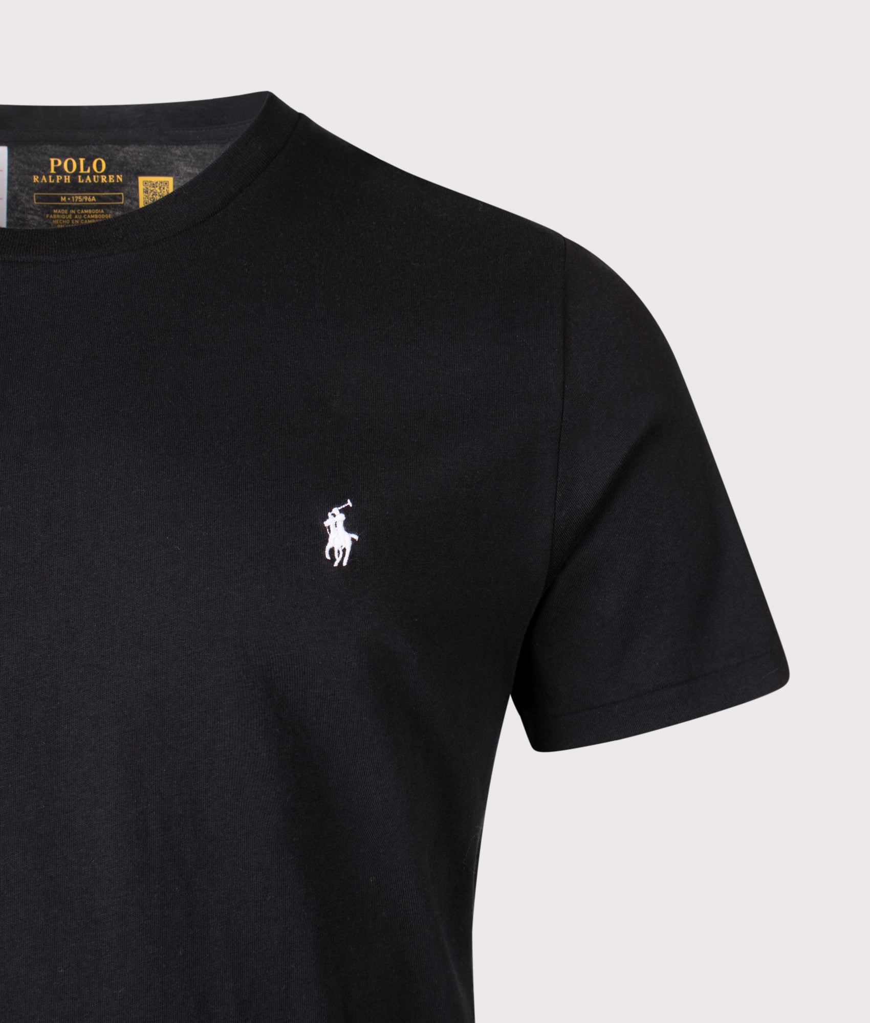 Polo Ralph Lauren Lightweight T-Shirt in Polo Black and White at EQVVS Menswear. Detail shot.