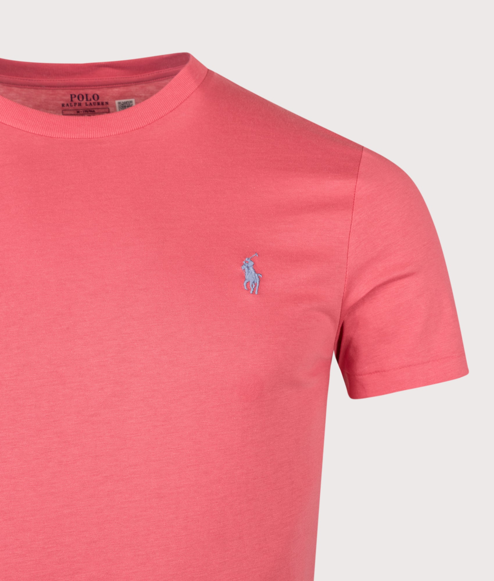 Polo Ralph Lauren Custom Slim Fit Jersey T-Shirt in Red Sky at EQVVS Menswear. Detail shot.