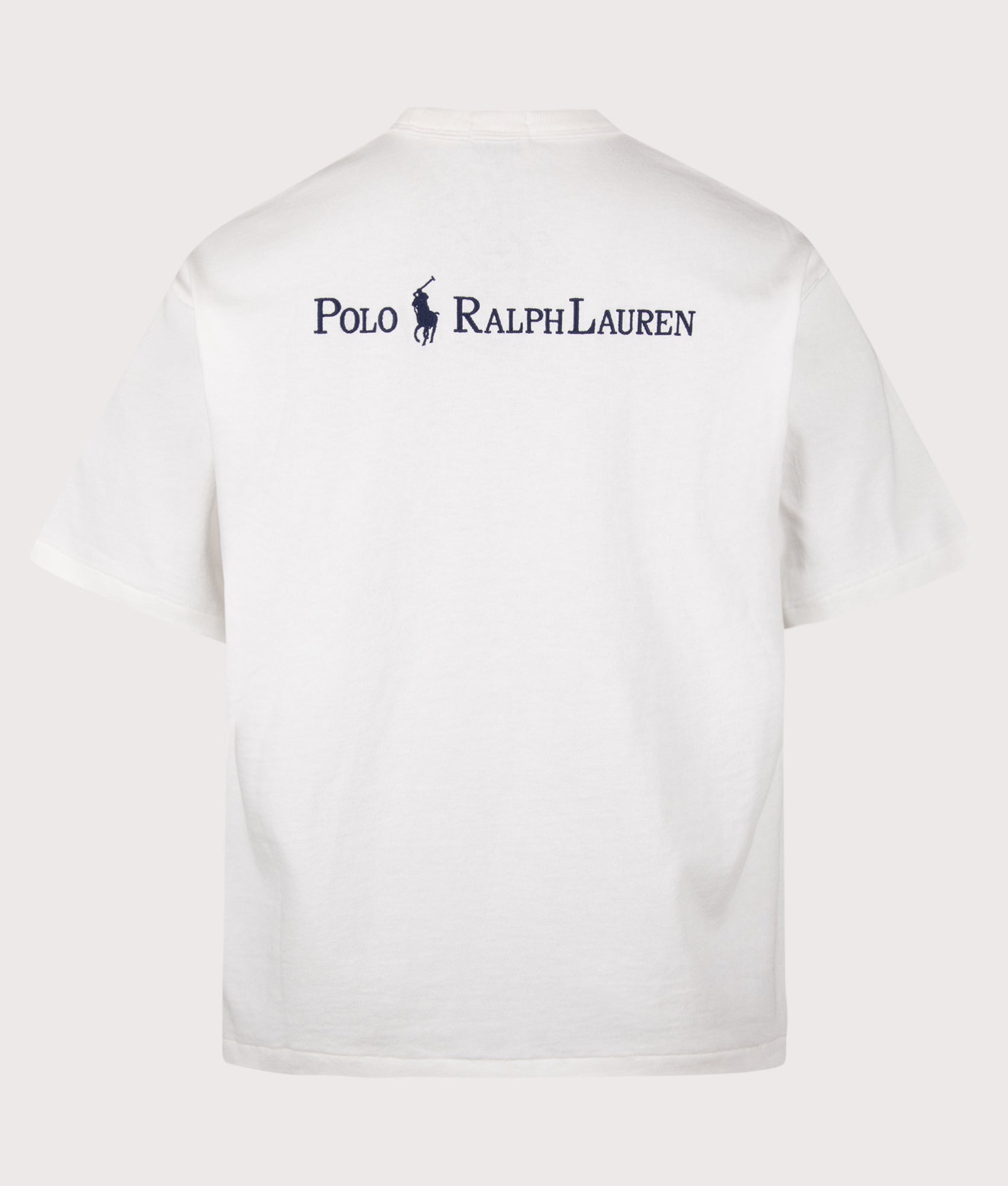 Polo Ralph Lauren Relaxed Fit Logo Jersey T-Shirt in Deckwash White at EQVVS Menswear. Back shot.