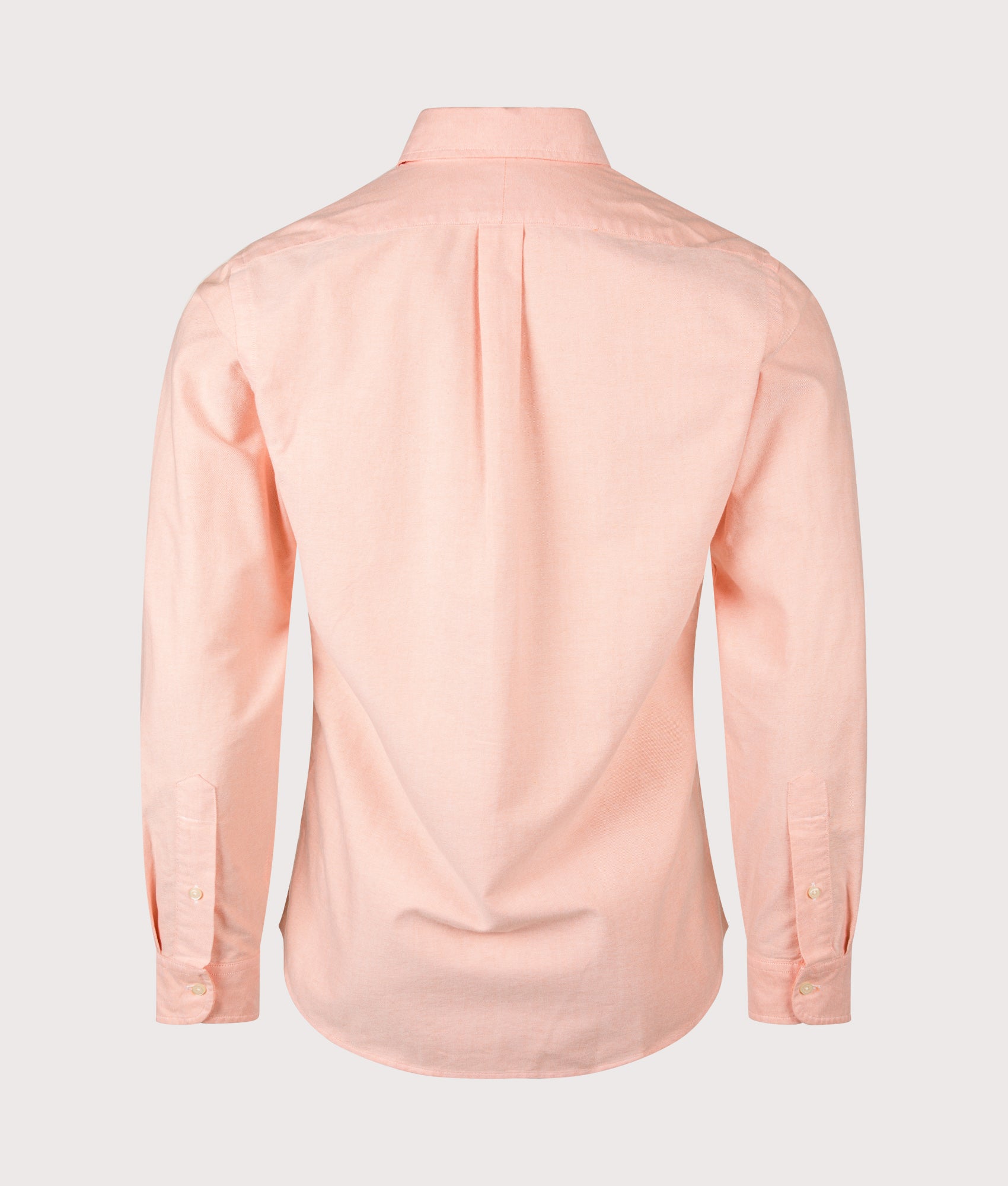 Custom Fit Iconic Oxford Shirt in Peach by Polo Ralph Lauren. Shot by EQVVS. Back Shot.