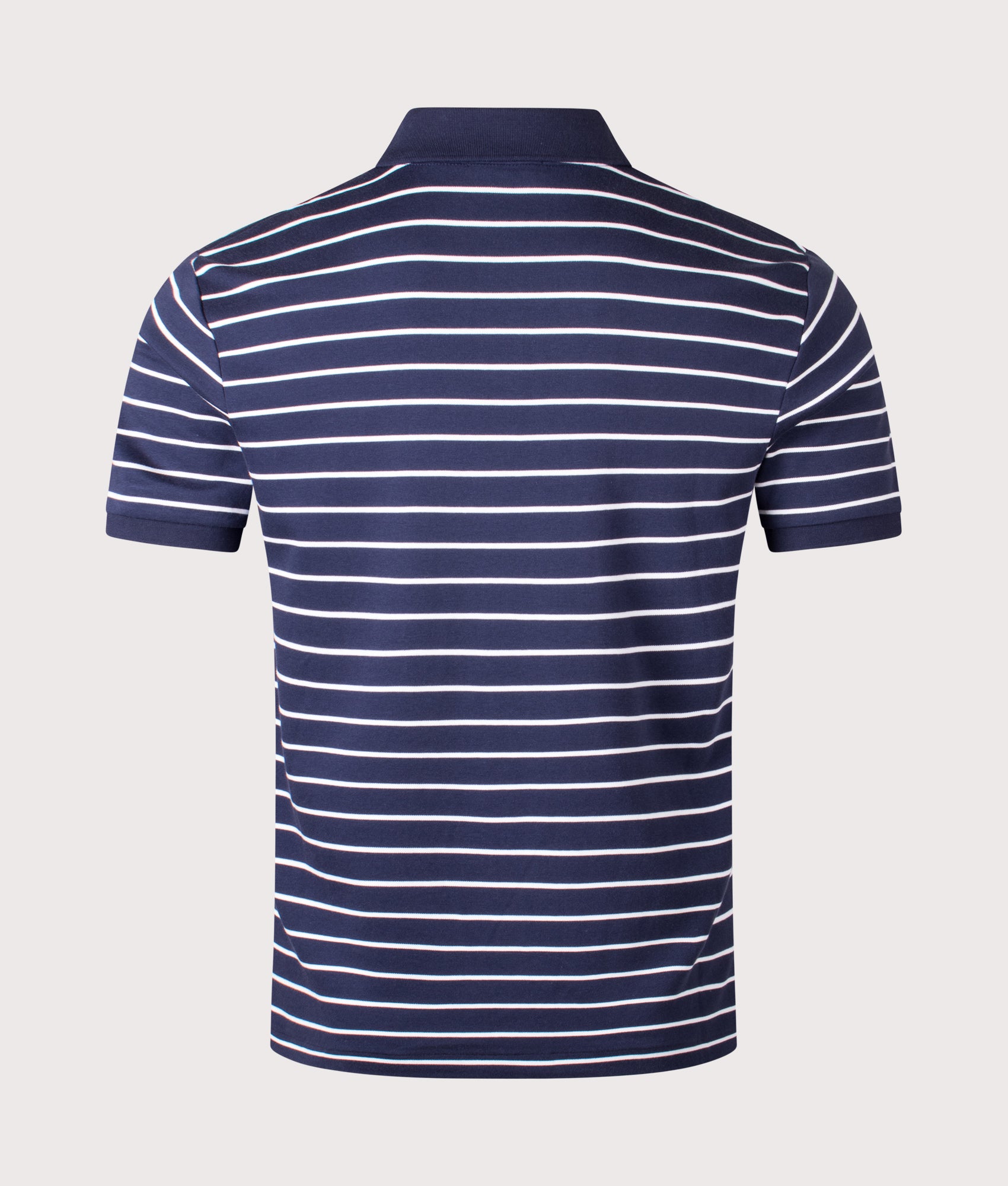 Custom Slim Fit Soft Cotton Polo Shirt in Refined Navy/White by Polo Ralph Lauren. Shot by EQVVS. Back shot.