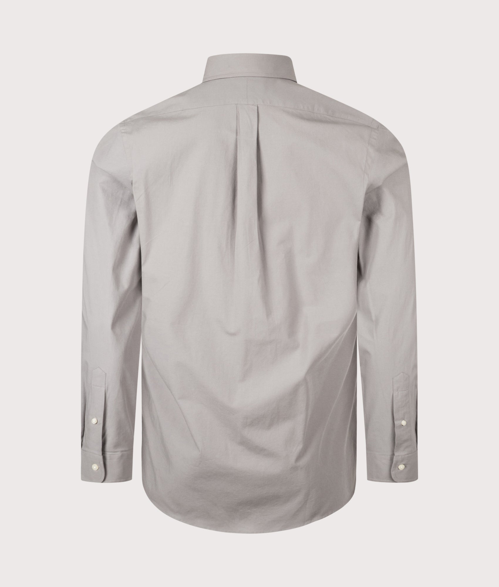 Polo Ralph Lauren Custom Fit Stretch Poplin Shirt in Athletic Grey at EQVVS Menswear. Front shot.