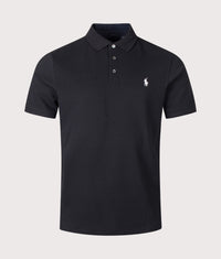 Custom Slim Fit Stretch Mesh Polo Shirt: 040 Polo Black 