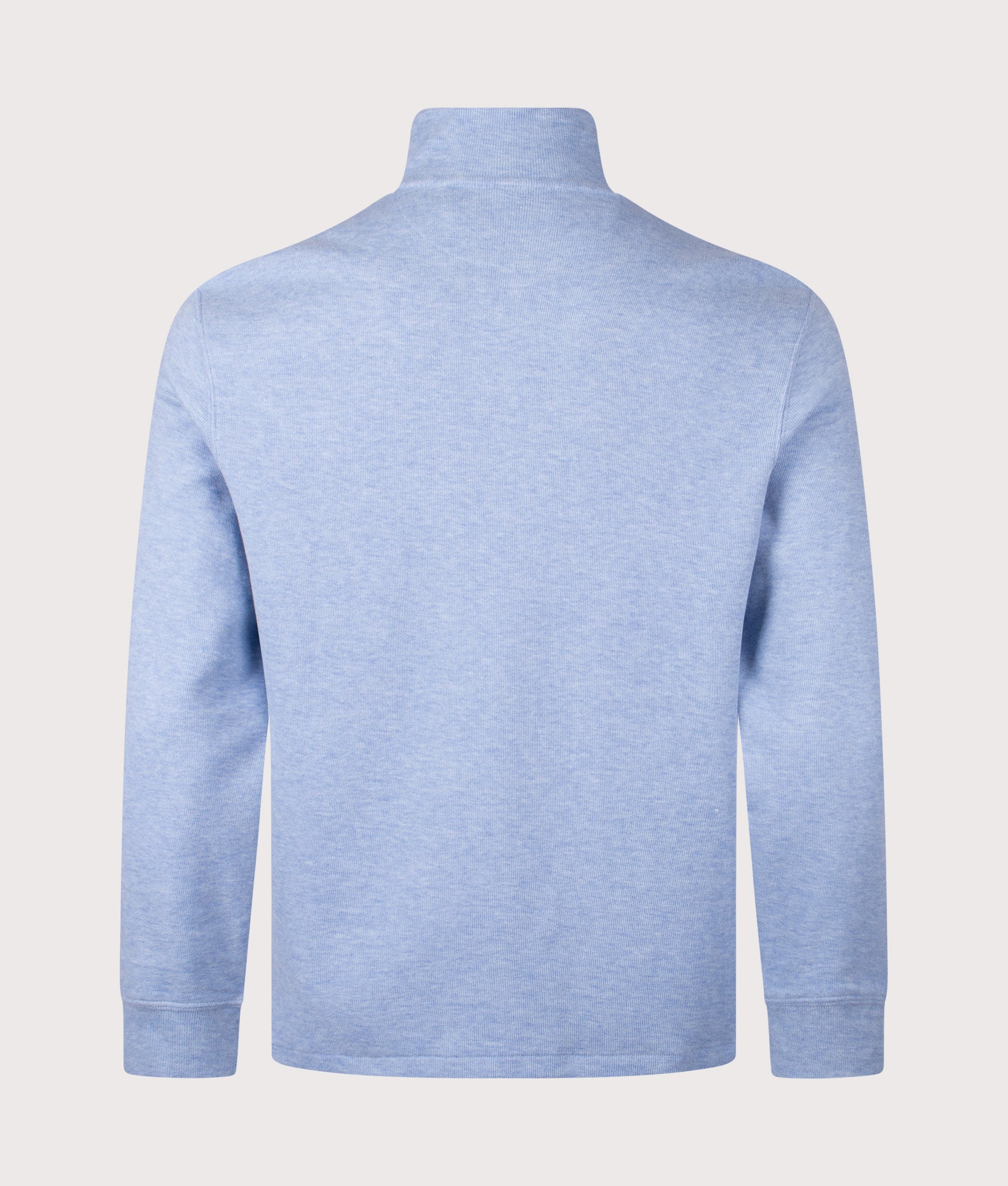 Quarter Zip Estate Rib Knit in Isle Heather | 100% Cotton | Polo Ralph Lauren | EQVVS | Back shot 
