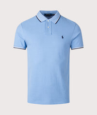 Custom Slim Fit Mesh Polo Shirt: 502 Bristol Blue 