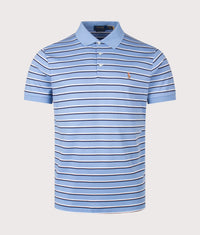Custom Slim Fit Striped Soft Cotton Polo Shirt: 502 Sky Blue Multi 