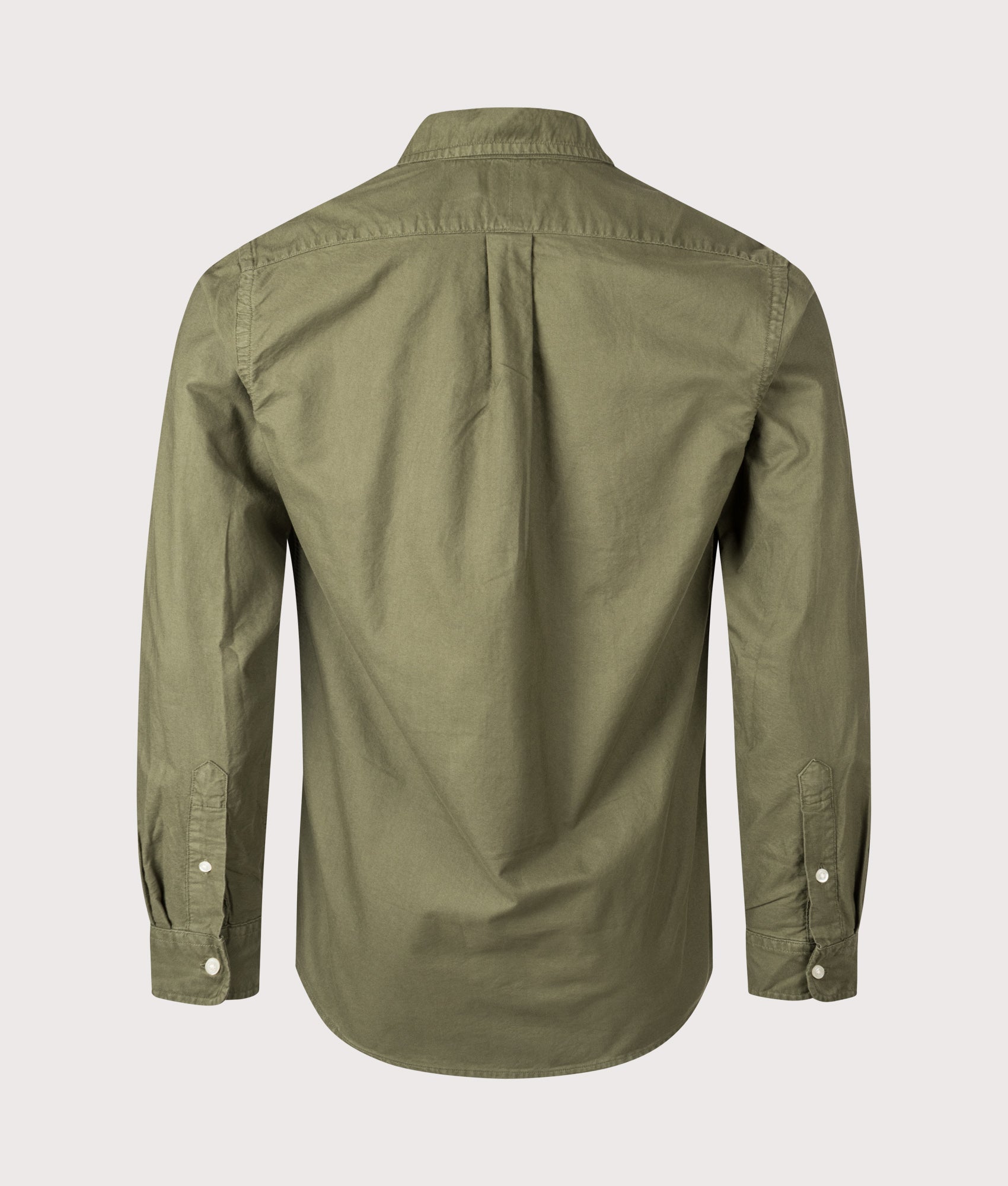  Custom Fit Garment-Dyed Oxford Shirt in New Olive | 100% Cotton | Polo Ralph Lauren | EQVVS | Back shot 