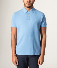Custom Slim Fit Mesh Polo Shirt: 461 Bristol Blue 