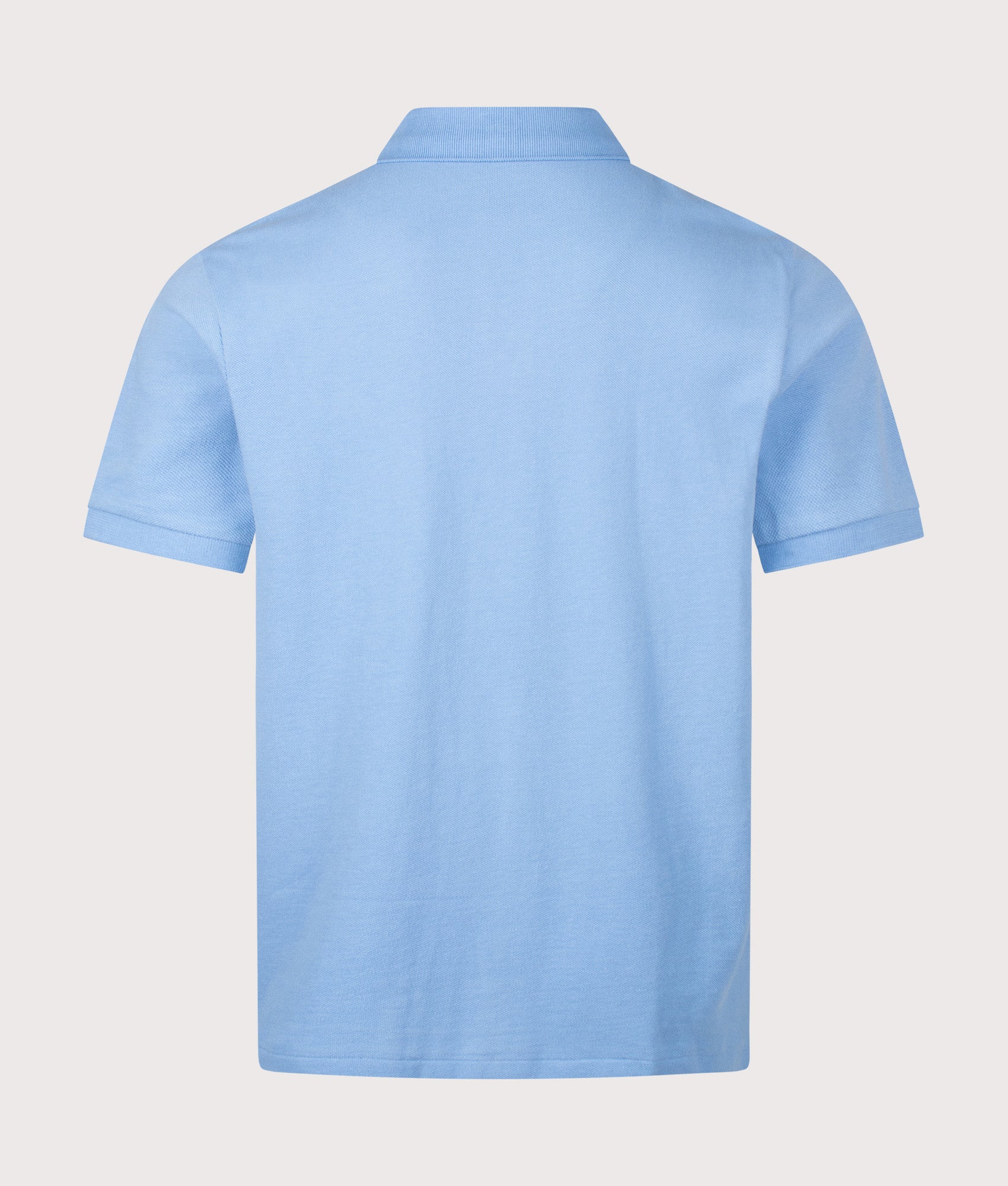 Polo Ralph Lauren Custom Slim Fit Mesh Polo Shirt in Bristol Blue at EQVVS Menswear. Back shot.