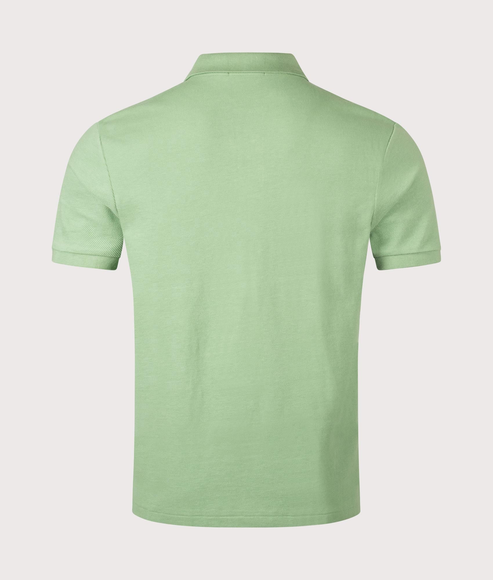 Custom Slim Fit Mesh Polo Shirt in Outback Green by Polo Ralph Lauren. Shot by EQVVS. Back shot.