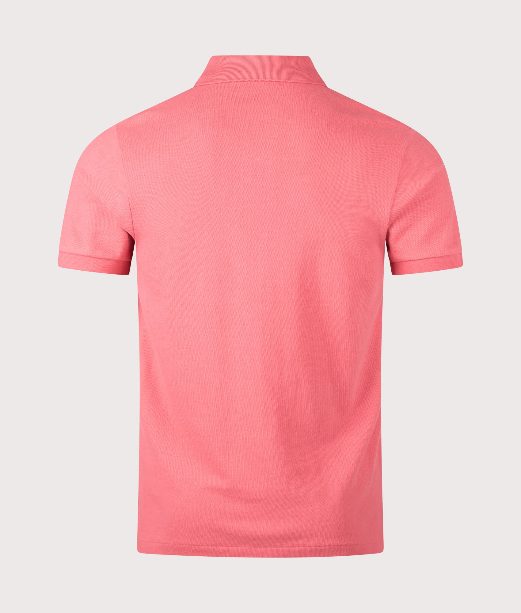 Polo Ralph Lauren Slim Fit Mesh Polo Shirt in Red Sky at EQVVS Menswear. Back shot.