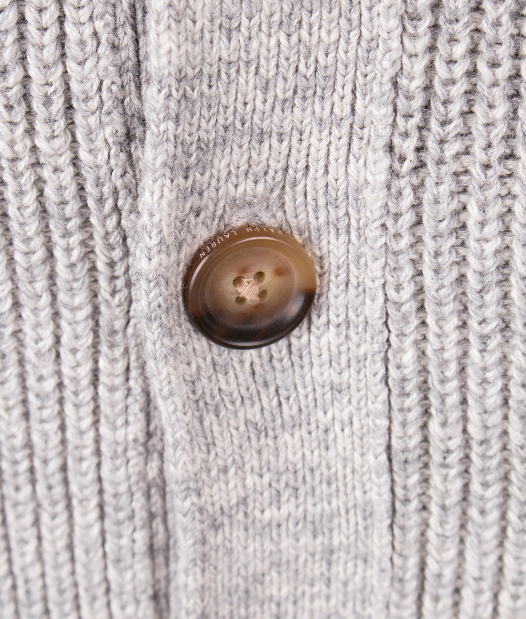Textured Cotton Cardigan in Grey Combo | 100% Cotton | Polo Ralph Lauren | EQVVS | Front detail shot 