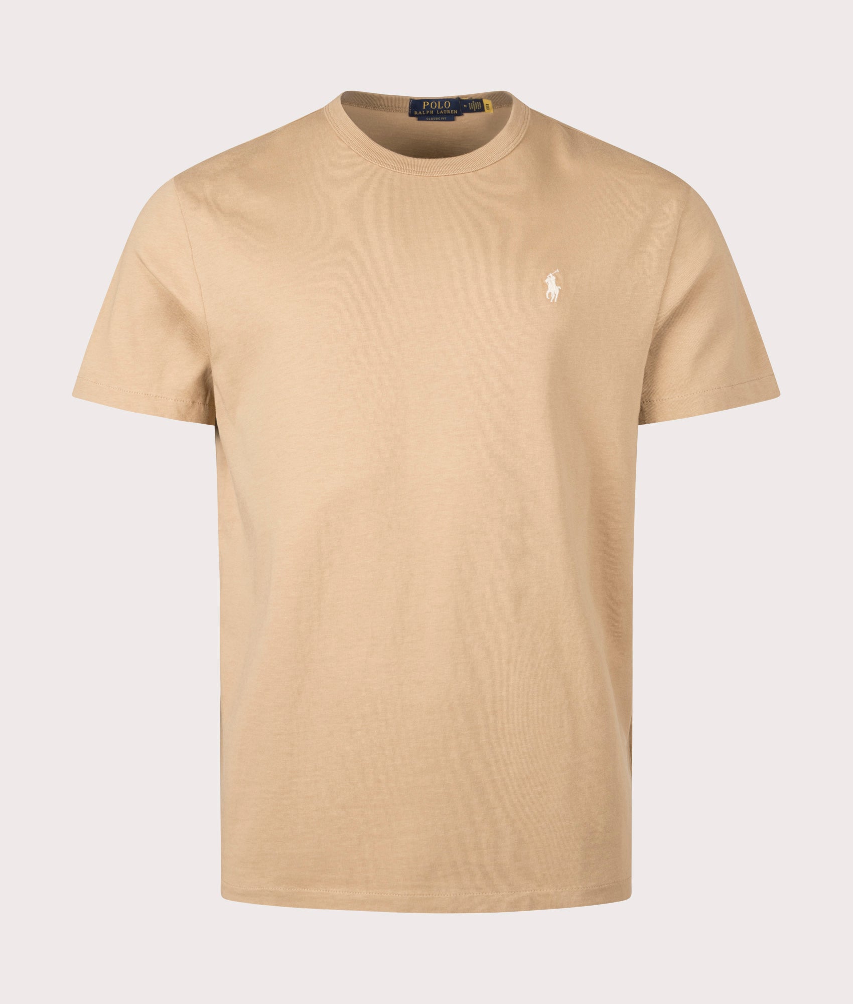 Polo Ralph Lauren Classic Fit Jersey T-Shirt in classic camel at EQVVS Menswear. Front shot.