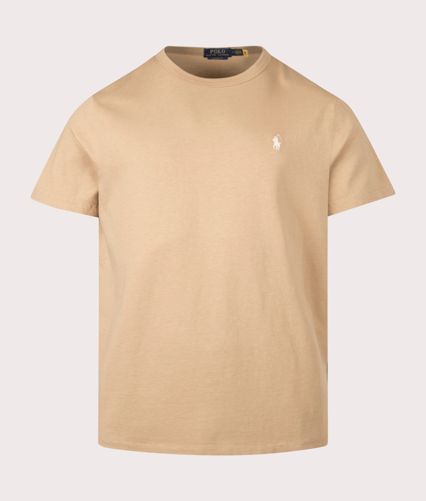 Polo Ralph Lauren Classic Fit Jersey T-Shirt in classic camel at EQVVS Menswear. Front shot.