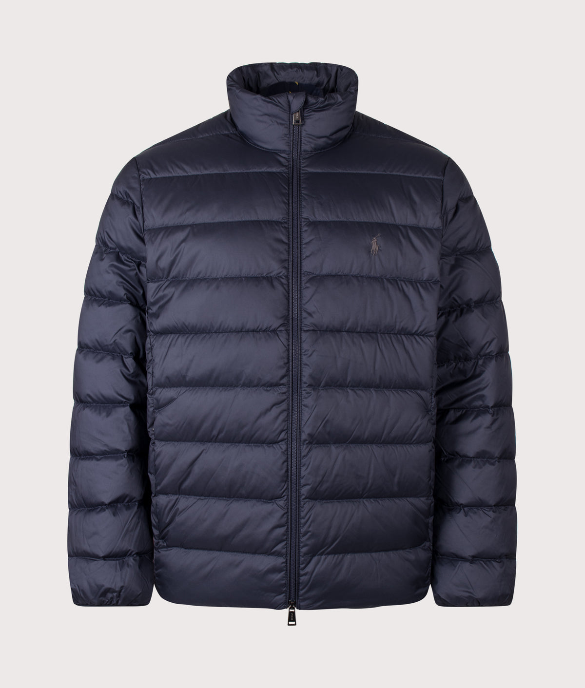Polo Ralph Lauren The Colden Packable Down Jacket in Collection Navy at EQVVS Menswear. Front shot.