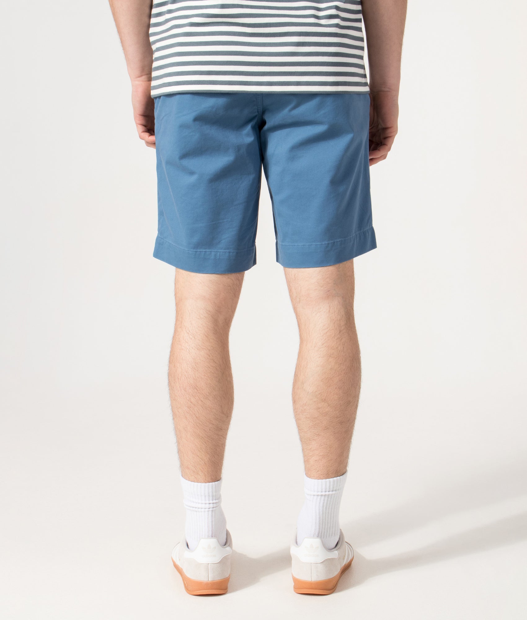 Polo Ralph Lauren Regular Fit Bedford Stretch Chino Shorts in Delta Blue at EQVVS Menswear. Model back shot.