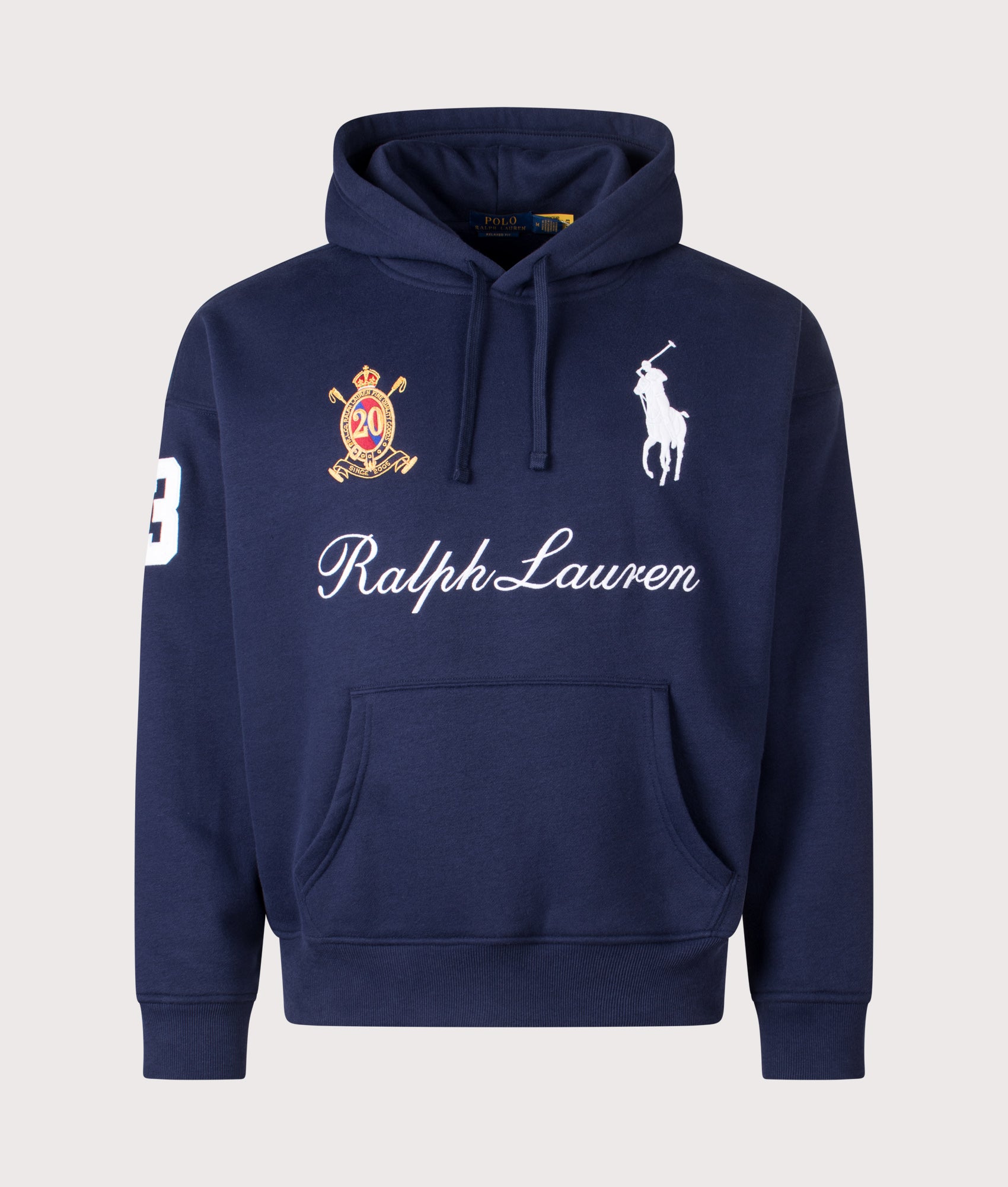 Relaxed Fit Big Pony 20th Anniversary Hoodie in Cruise Navy | Polo Ralph Lauren | EQVVS | Front shot 