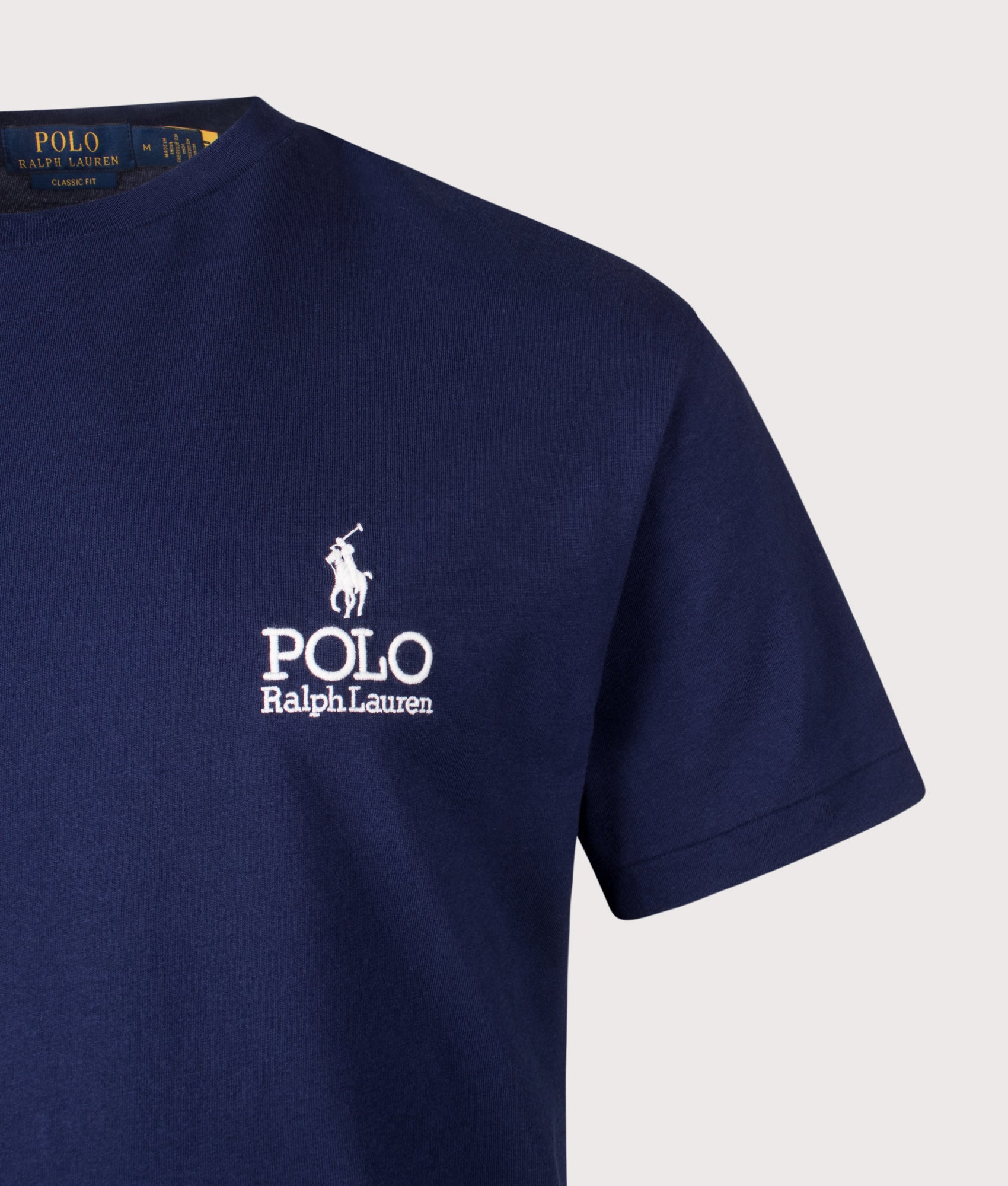 Classic Fit Logo T-Shirt in Newport Navy | 100% Cotton | Polo Ralph Lauren | EQVVS | Front detail shot 