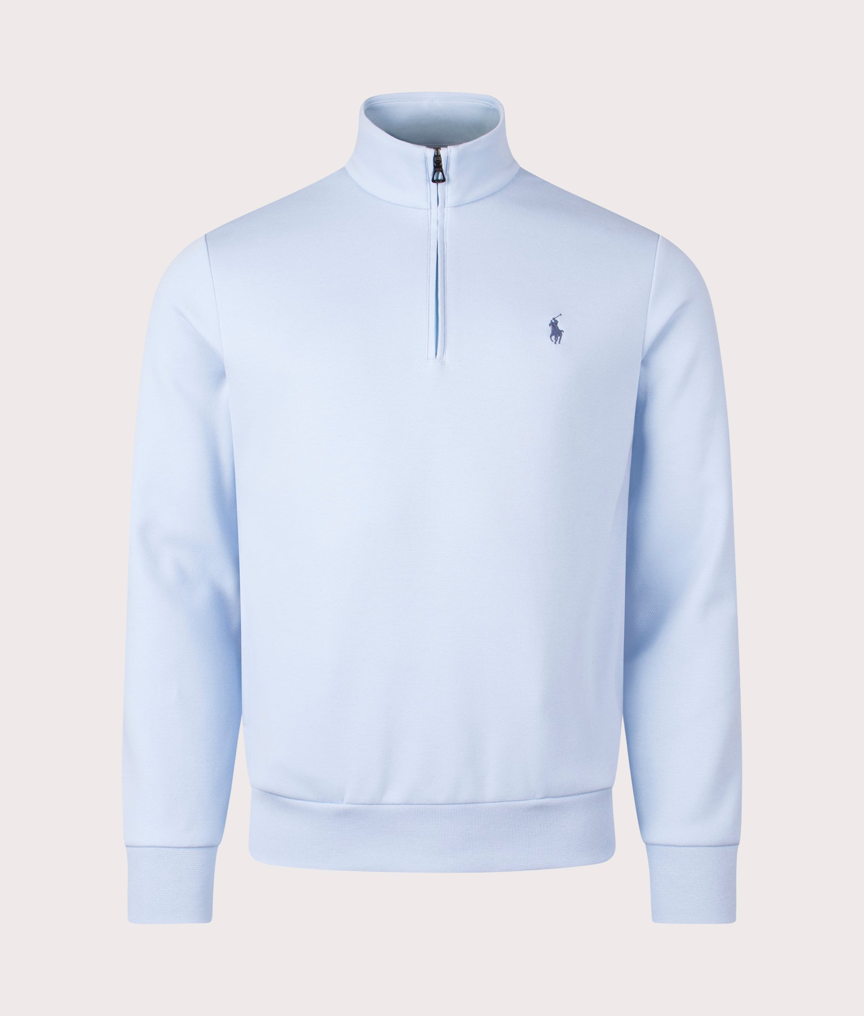 Double-Knit Mockneck Quarter Zip in Southport Blue | Polo Ralph Lauren | EQVVS | Front shot