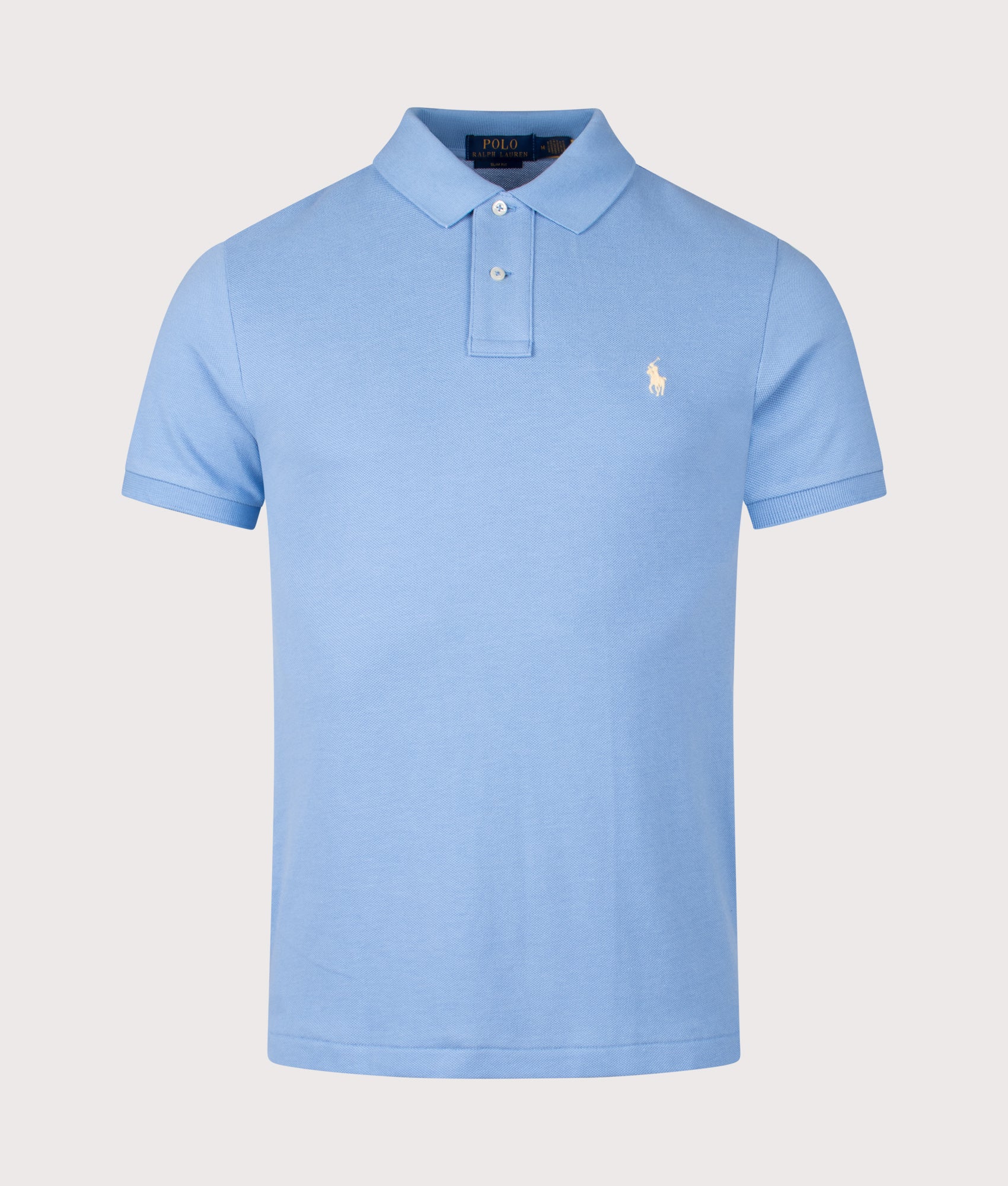 Slim Fit Mesh Polo Shirt in Bristol Blue | 100% Cotton | Polo Ralph Lauren | EQVVS | Front shot 