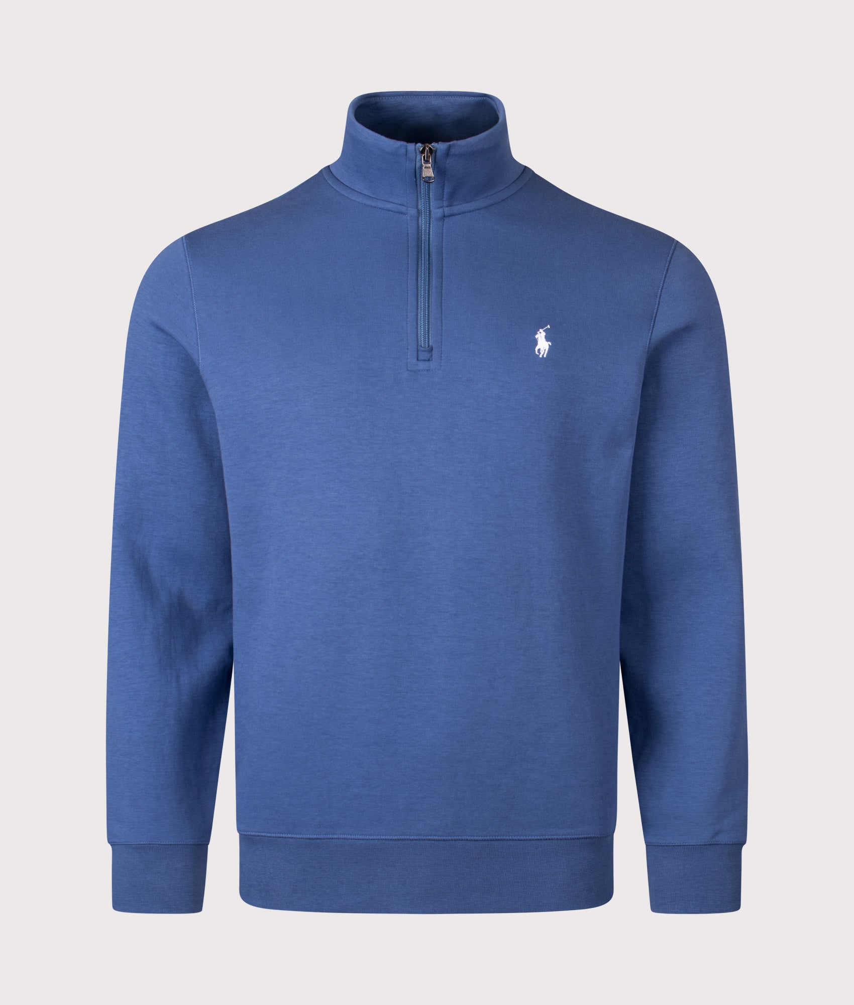 Double Knit Quarter Zip Sweatshirt in Night Navy | Polo Ralph Lauren | EQVVS | Front shot 