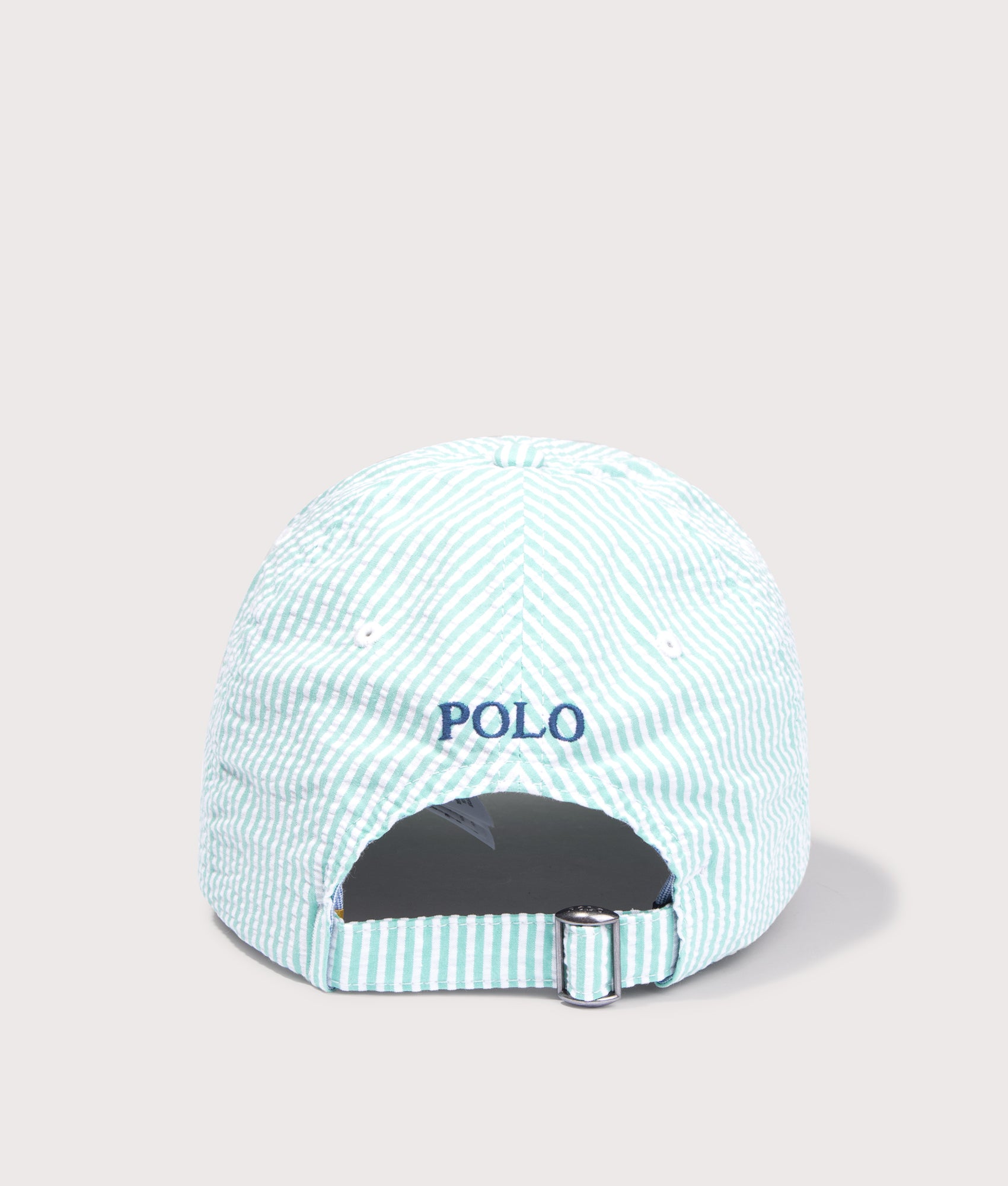 Polo Ralph Lauren Seersucker Ball Cap in Key West Seersucker at EQVVS Menswear. Back shot.