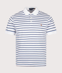 Custom Slim Fit Striped Soft Cotton Polo Shirt: 500 White Blue Multi 