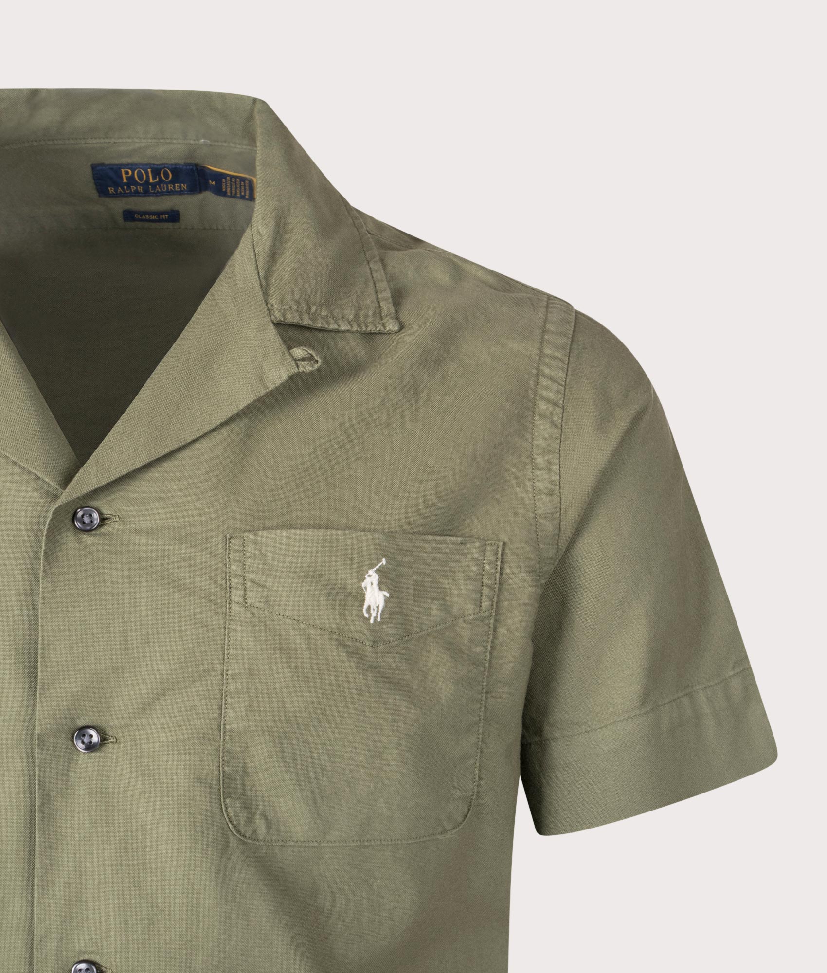 Classic Fit Short Sleeve Camp Shirt in Garden Grail | 100% Cotton | Polo Ralph Lauren | EQVVS | Front detail shot 