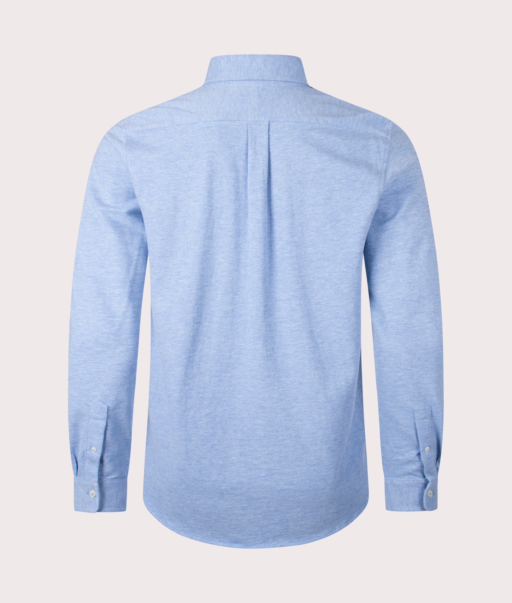 Polo Ralph Lauren Relaxed Fit Featherweight Mesh Shirt in Isle Heather at EQVVS Menswear. Back shot.
