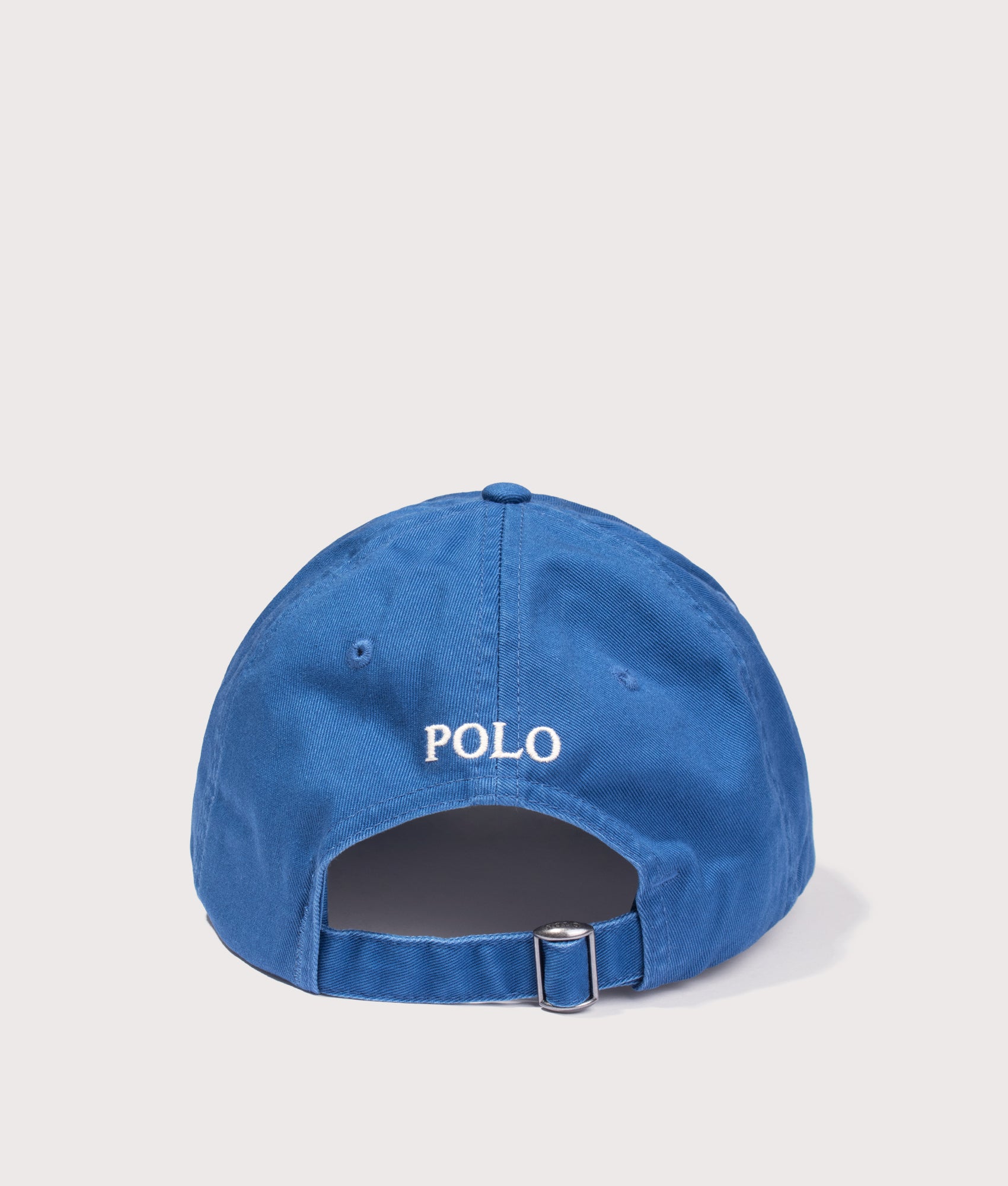 Polo Ralph Lauren Iconic Cotton Chino Ball Cap in Dusty Azure and Cream Polo Pony at EQVVS Menswear. Back shot.