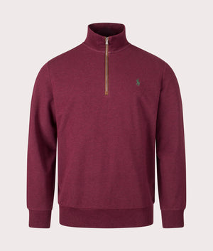 Water-Repellent Terry Sweatshirt in Spring Wine Heather by Polo Ralph Lauren. EQVVS Front Angle Shot.
