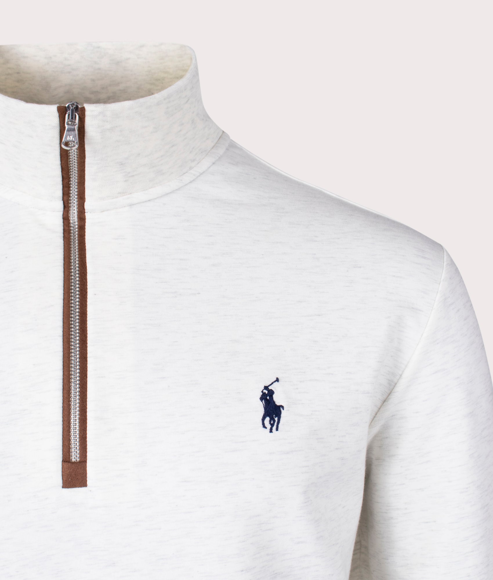 Polo Ralph Lauren Quarter Zip Sweatshirt Natural Detail Shot  at EQVVS