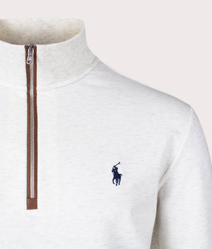 Polo Ralph Lauren Quarter Zip Sweatshirt Natural Detail Shot  at EQVVS