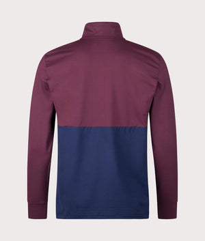 Polo Ralph lauren Quarter Zip Jersey Sweatshirt in Harvard Wine & Refined Navy Back Shot at EQVVS
