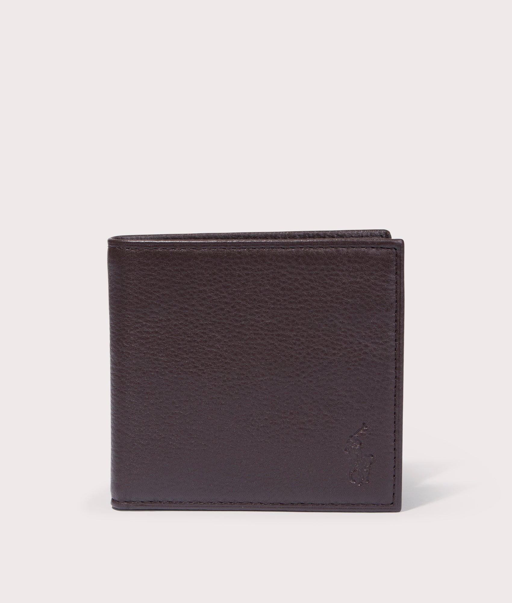 Polo Ralph Lauren Pebbled Brown Leather Billfold Wallet at EQVVS Front Shot 
